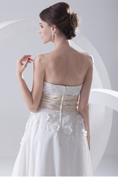 Chiffon Sweetheart A Line Tea-Length Dress with Embroidery