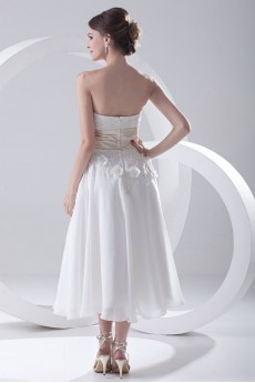 Chiffon Sweetheart A Line Tea-Length Dress with Embroidery