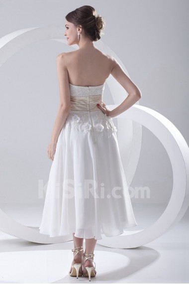 Chiffon Sweetheart A Line Tea-Length Dress with Embroidery