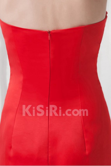 Satin Strapless Knee Length Dress