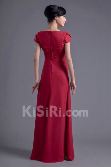 Chiffon V Neckline Empire Cap Sleeves Dress
