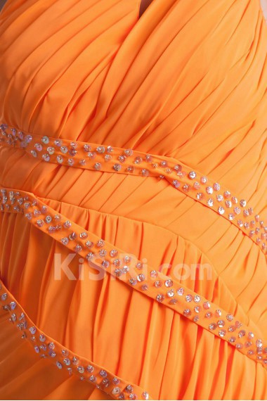 Chiffon Asymmetrical Column Dress with Sequins