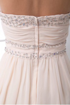 Chiffon Strapless A Line Ankle-Length Dress with Sequins