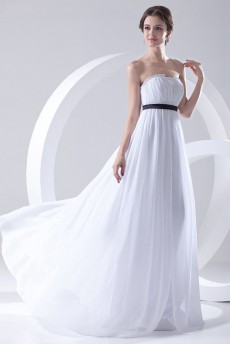 Chiffon Scallop Column Dress with Sash