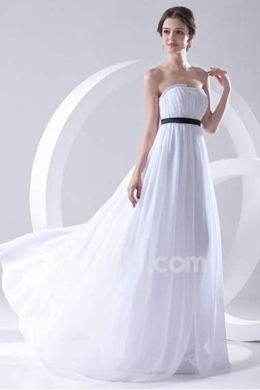 Chiffon Scallop Column Dress with Sash
