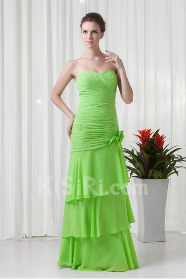 Chiffon Sweetheart A Line Dress with Hand-made Flowers