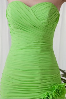 Chiffon Sweetheart A Line Dress with Hand-made Flowers