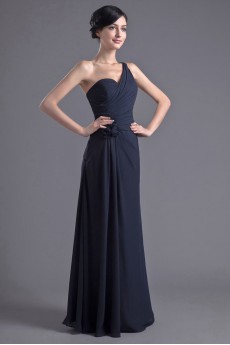 Chiffon One Shoulder Column Dress