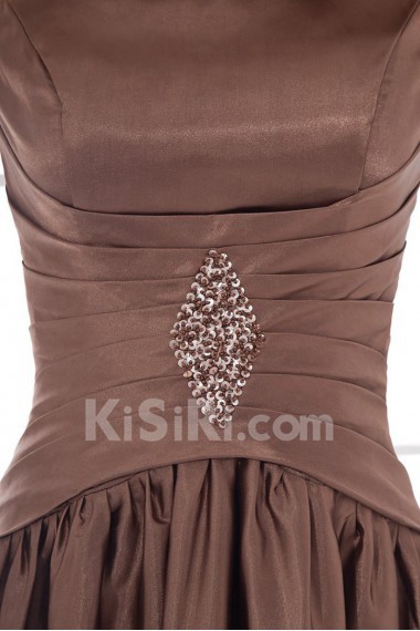Satin Scoop Sheath Tea-length Short Sleeves Dress