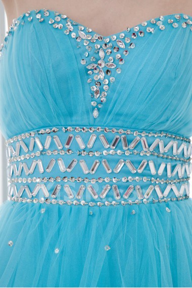 Net and Satin Sweetheart A Line Dress with Sequins
