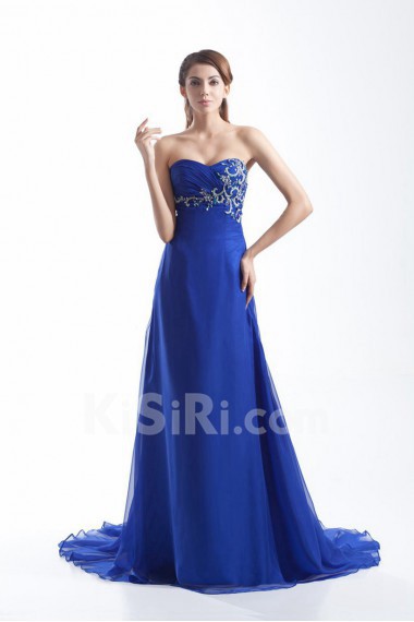 Chiffon Sweetheart A Line Dress with Embroidery