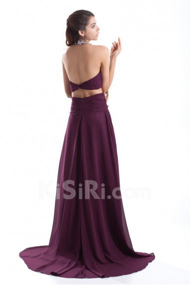 Chiffon High Collar A Line Dress with Sequins