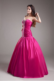 Taffeta Sweetheart Ball Gown with Embroidery