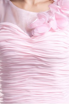 Chiffon Jewel Sheath Dress with Hand-made Flowers