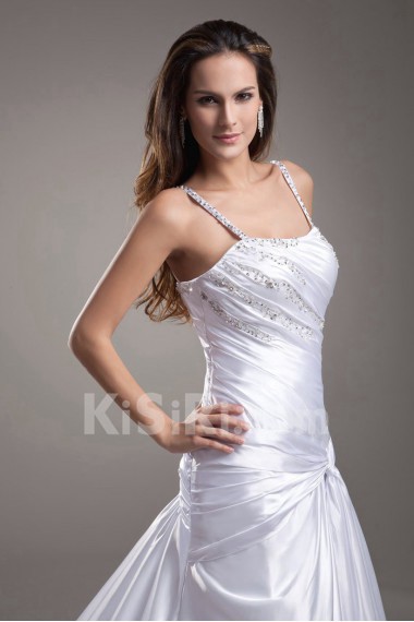Satin A Line Dress with Embroidery