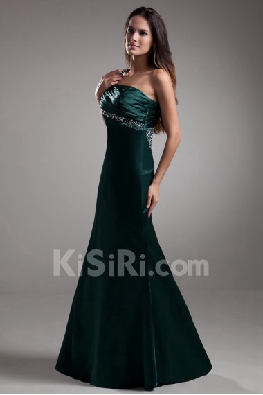 Satin One Shoulder Sheath Dress with Embroidery