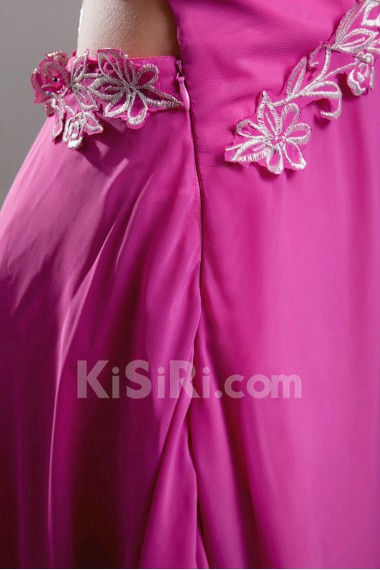 Chiffon Sweetheart Column Dress with Embroidery