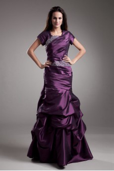 Taffeta Square Short Sleeves Dress