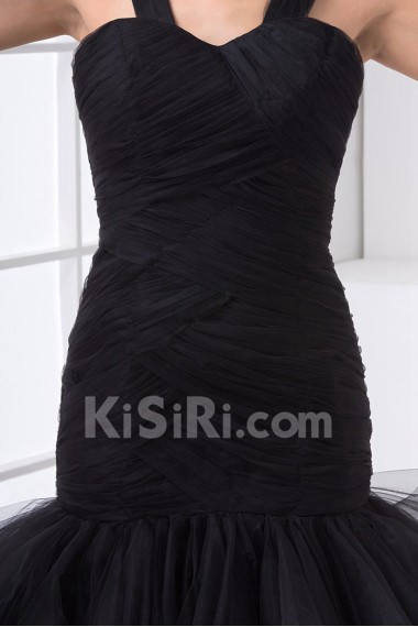 Net Sweetheart Sheath Dress with Crisscross Ruched Bodice