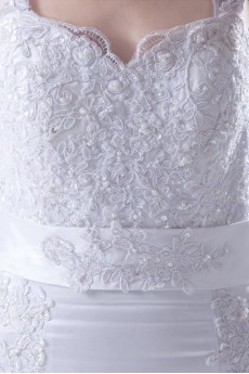 Satin Sweetheart Mermaid Ankle-Length Dress with Embroidery