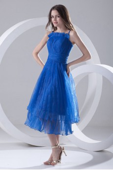 Organza A Line Tea-Length Dress with Sash
