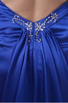 Satin V Neckline Sheath Dress with Embroidery