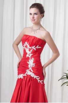 Satin Strapless Sheath Floor Length Dress with Embroidery