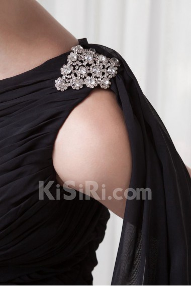 Chiffon Asymmetrical Column Floor Length Dress