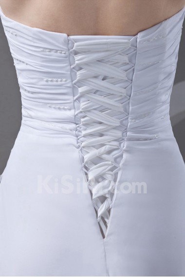Chiffon Strapless A Line Dress with Gathered Ruched Bodice