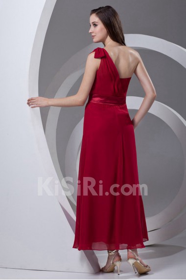 Chiffon Asymmetrical A Line Ankle-Length Dress with Sash