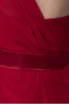 Chiffon Asymmetrical A Line Ankle-Length Dress with Sash