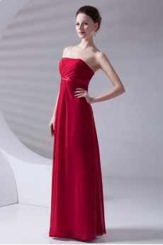 Chiffon Strapless Column Dress with Sash