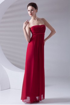 Chiffon Strapless Column Dress with Sash
