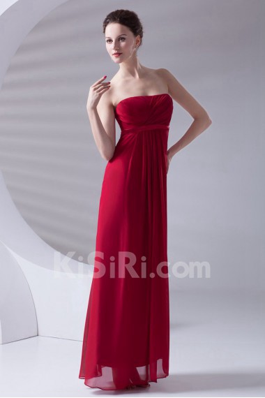 Chiffon Strapless Column Dress with Sash