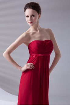 Chiffon Strapless Column Dress with Sash