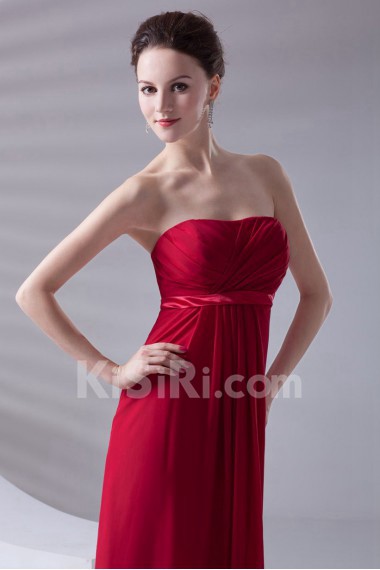 Chiffon Strapless Column Dress with Sash