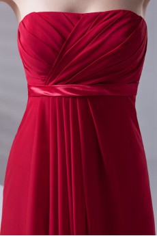 Chiffon Strapless Column Dress with Sash