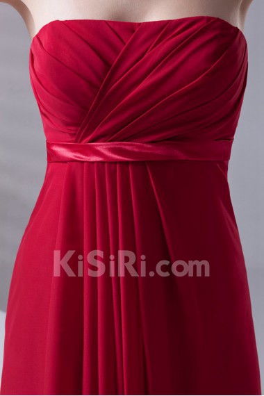 Chiffon Strapless Column Dress with Sash