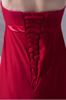 Chiffon Strapless Column Dress with Sash