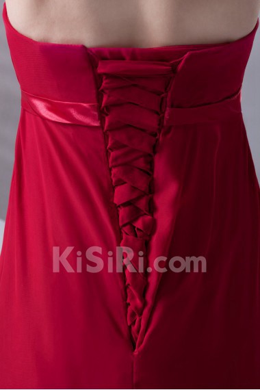Chiffon Strapless Column Dress with Sash