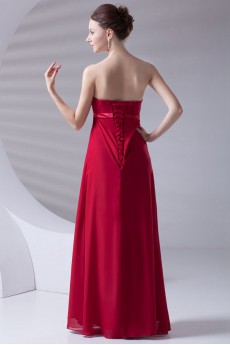 Chiffon Strapless Column Dress with Sash