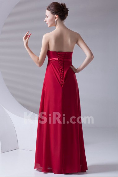 Chiffon Strapless Column Dress with Sash