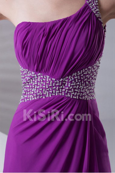 Chiffon One Shoulder A Line Dress with Sequins