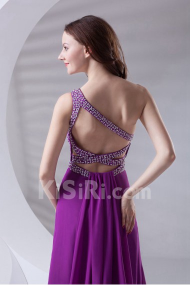Chiffon One Shoulder A Line Dress with Sequins
