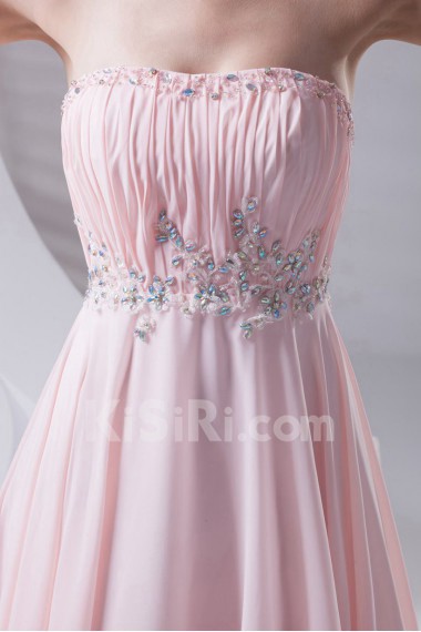Chiffon Strapless Column Dress with Sequins