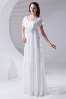 Chiffon Strapless Column Dress with Hand-made Flower
