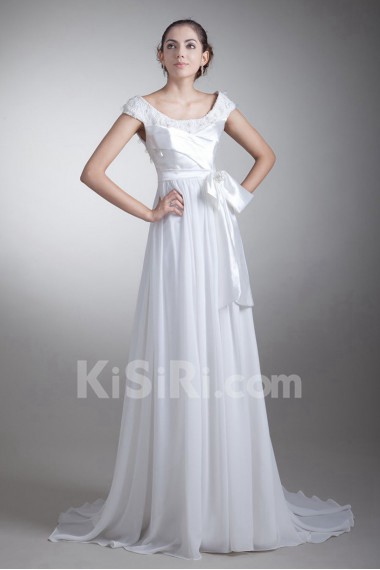 Taffeta and Chiffon Scoop A Line Dress