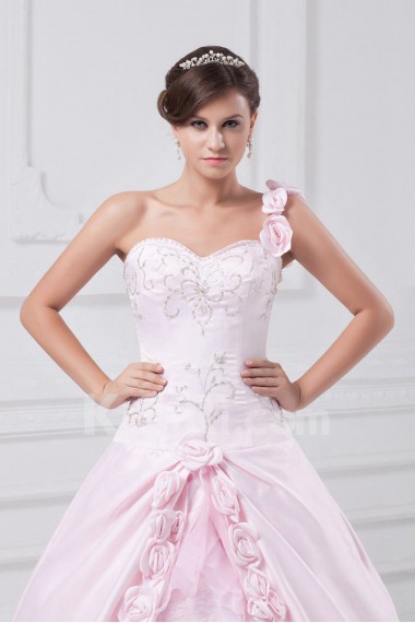 Satin Sweetheart Ball Gown with Embroidery