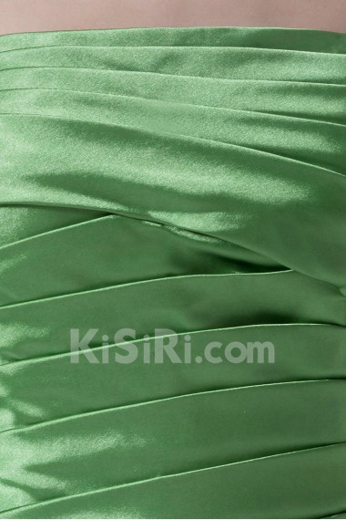 Satin Strapless A Line Dress with Directionally Ruched Bodice