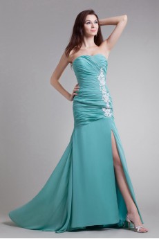 Chiffon Sweetheart Sheath Dress with Embroidery